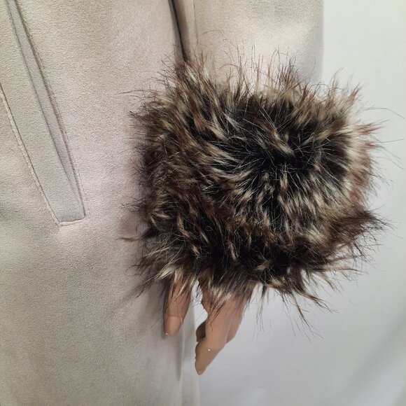 Vintage Penny Lane Coat 90s Y2K Beige Faux Fur Faux Suede Full length Size M - Picture 3 of 12